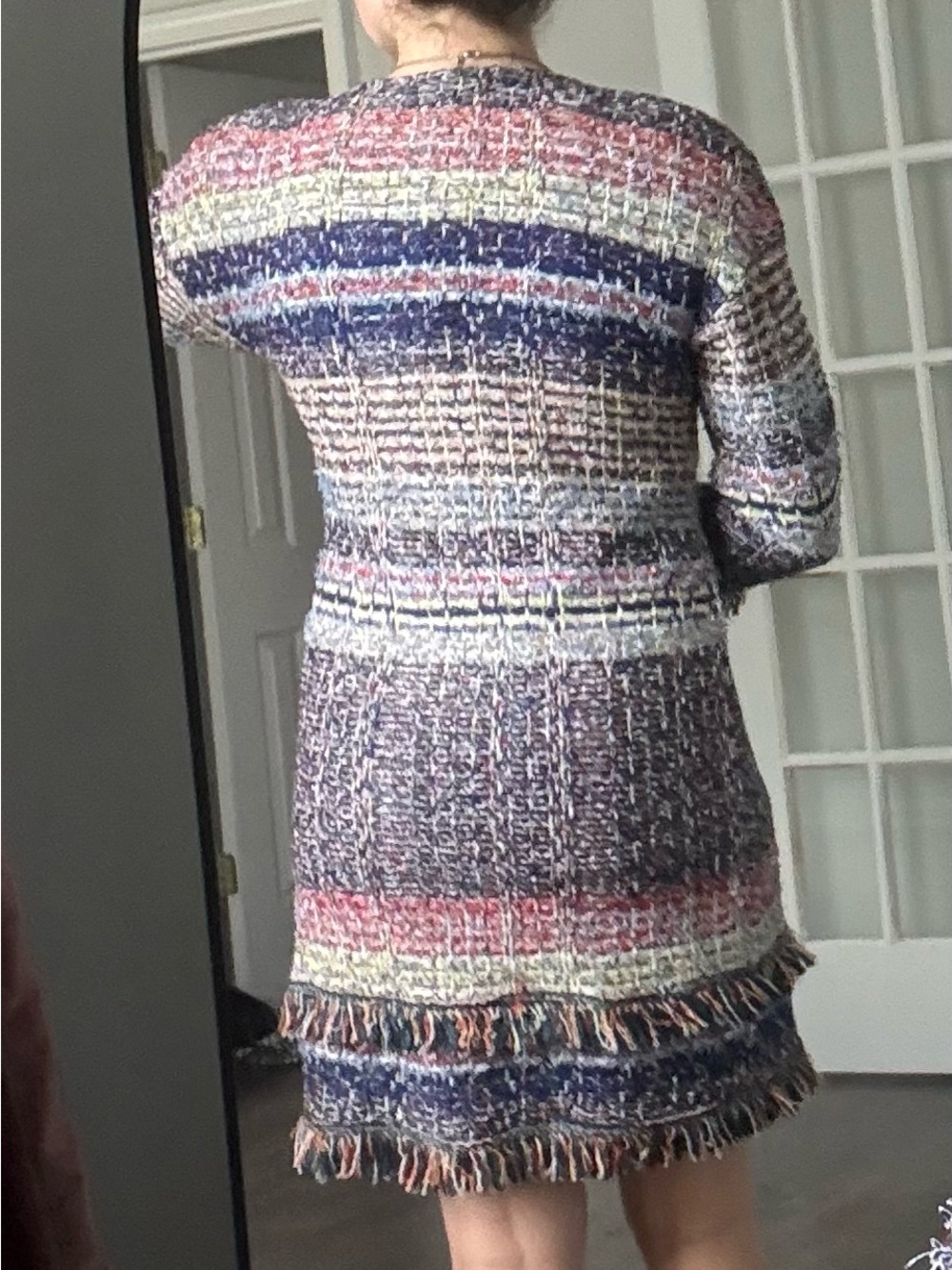 St. John Multicolor Tweed Jacket and Dress Set in Navy, Cream, Red, Yellow, Pink - Picture 5 of 6